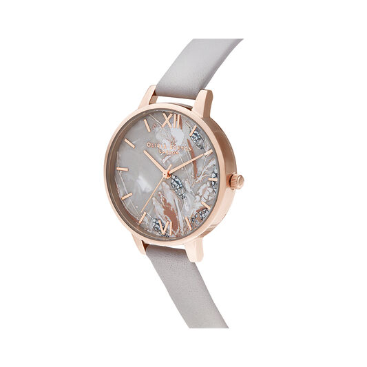 Abstract Florals Grey Lilac & Rose Gold Watch