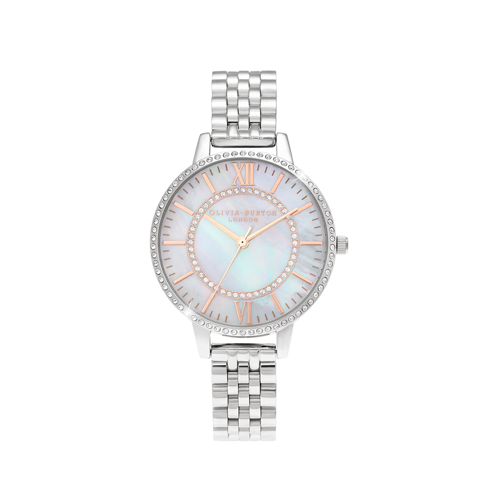 34mm White & Silver Bracelet Watch