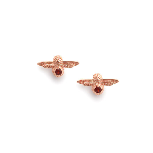 Celebration Stones Celebration Bee Studs Rose Gold & Garnet (January)