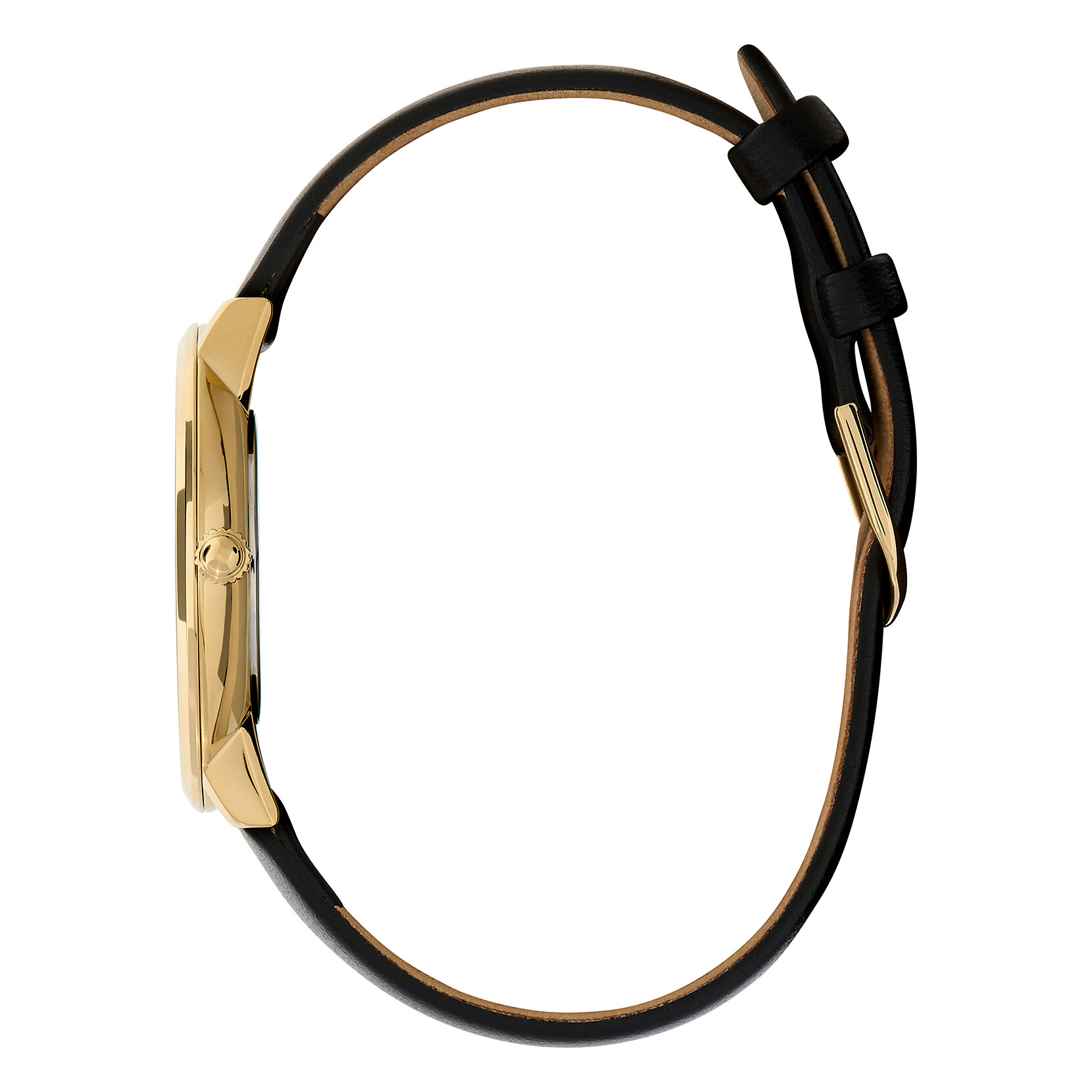 Montre Floral Blooms ultra fine avec bracelet en cuir Or et Noir 35 mm