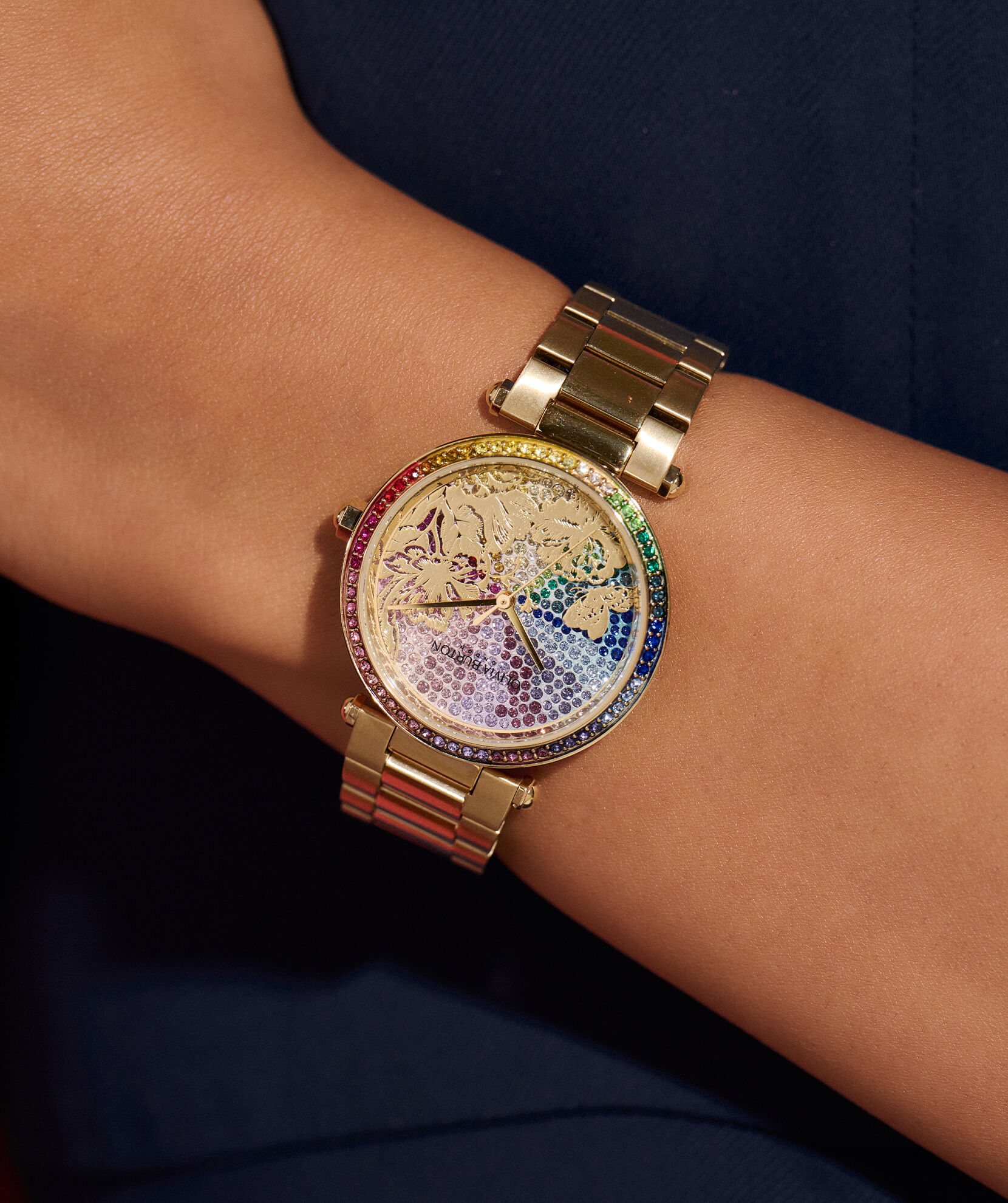 Rose Gold Baguette Rainbow Watch Michael Kors Olivia Burton Hexa