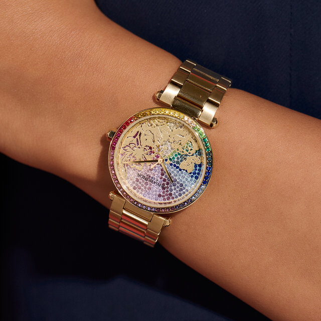 Montre Kaleido Bloom Arc-en-ciel et Or 34 mm