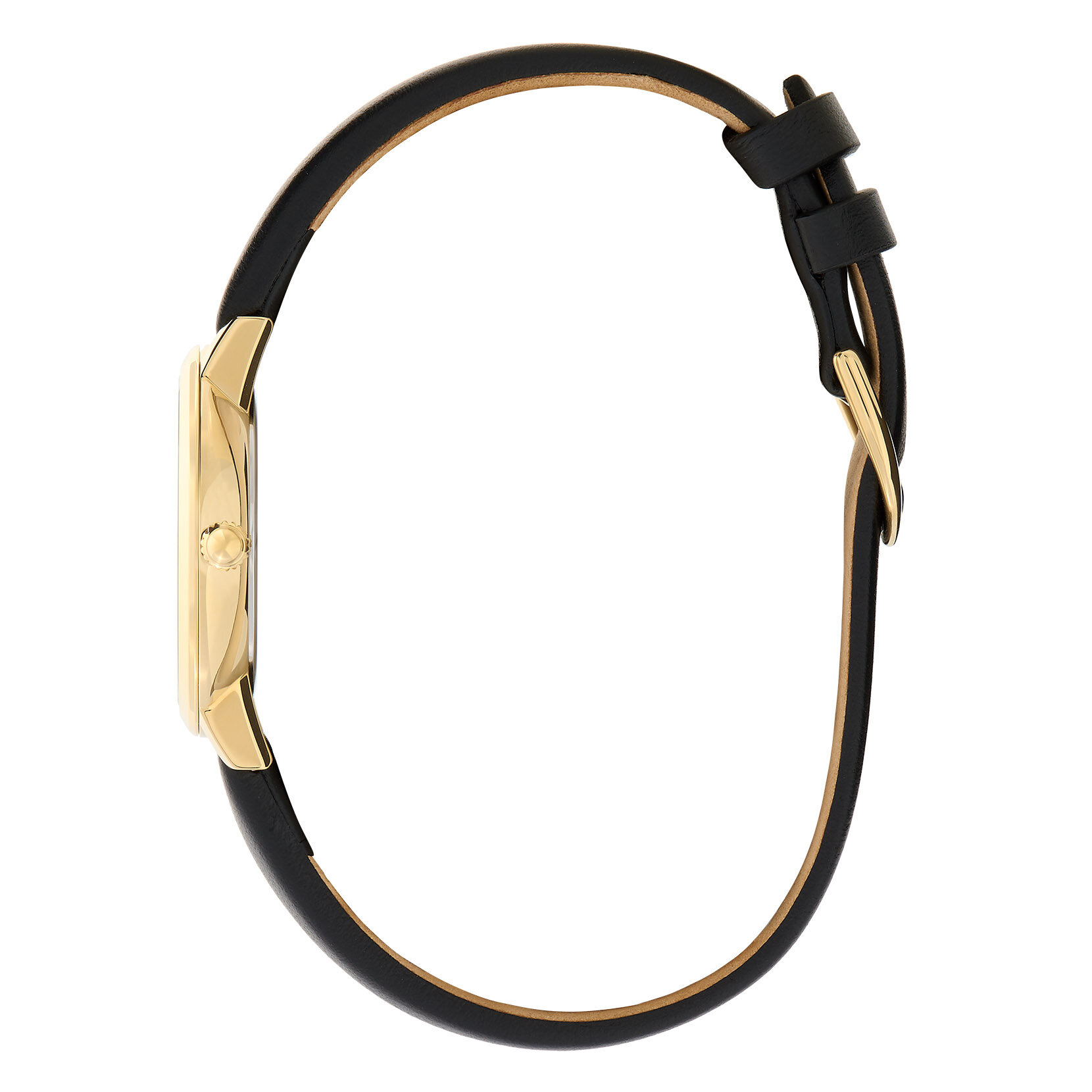Montre Abeille ultra fine avec bracelet en cuir Or et Noir 28 mm