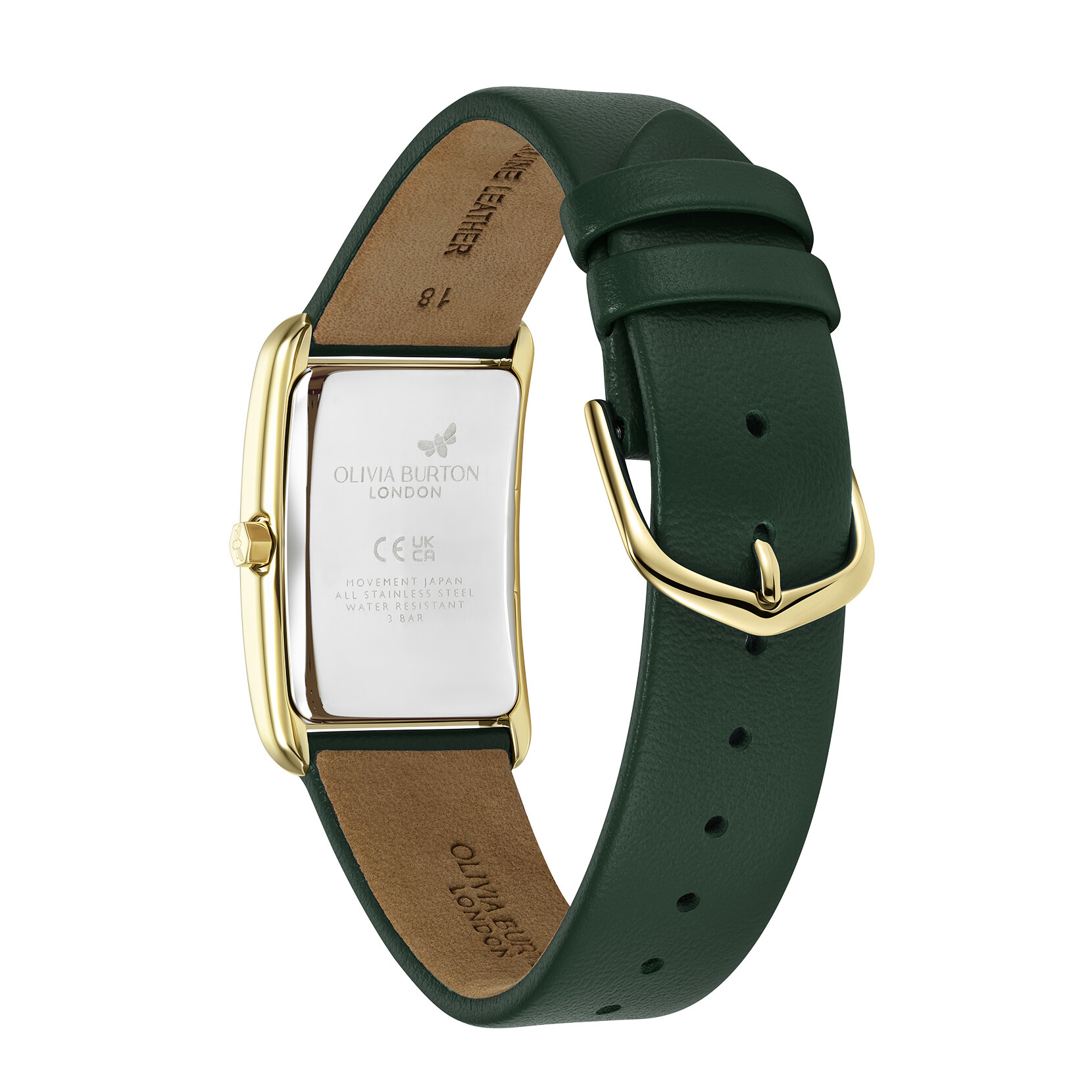 Bracelet de Montre en Cuire Grove 23mm Or & Vert Forêt