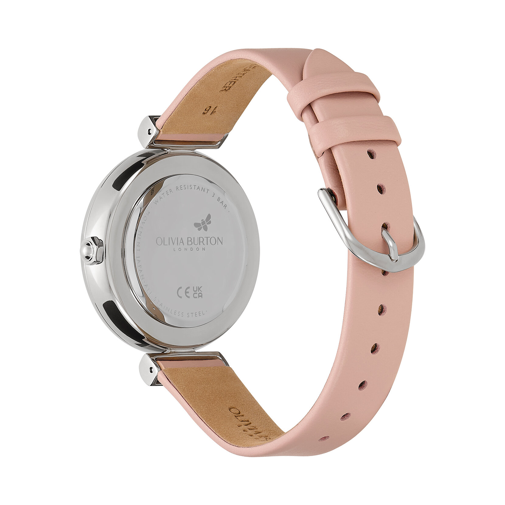 36mm Minima Bee T-Bar Silver & Blush Leather Strap Watch
