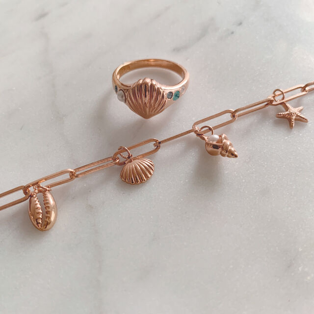 Bracelet à breloques Sous la mer en or rose