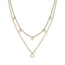 Mini Heart Gold Plated Double Chain Necklace