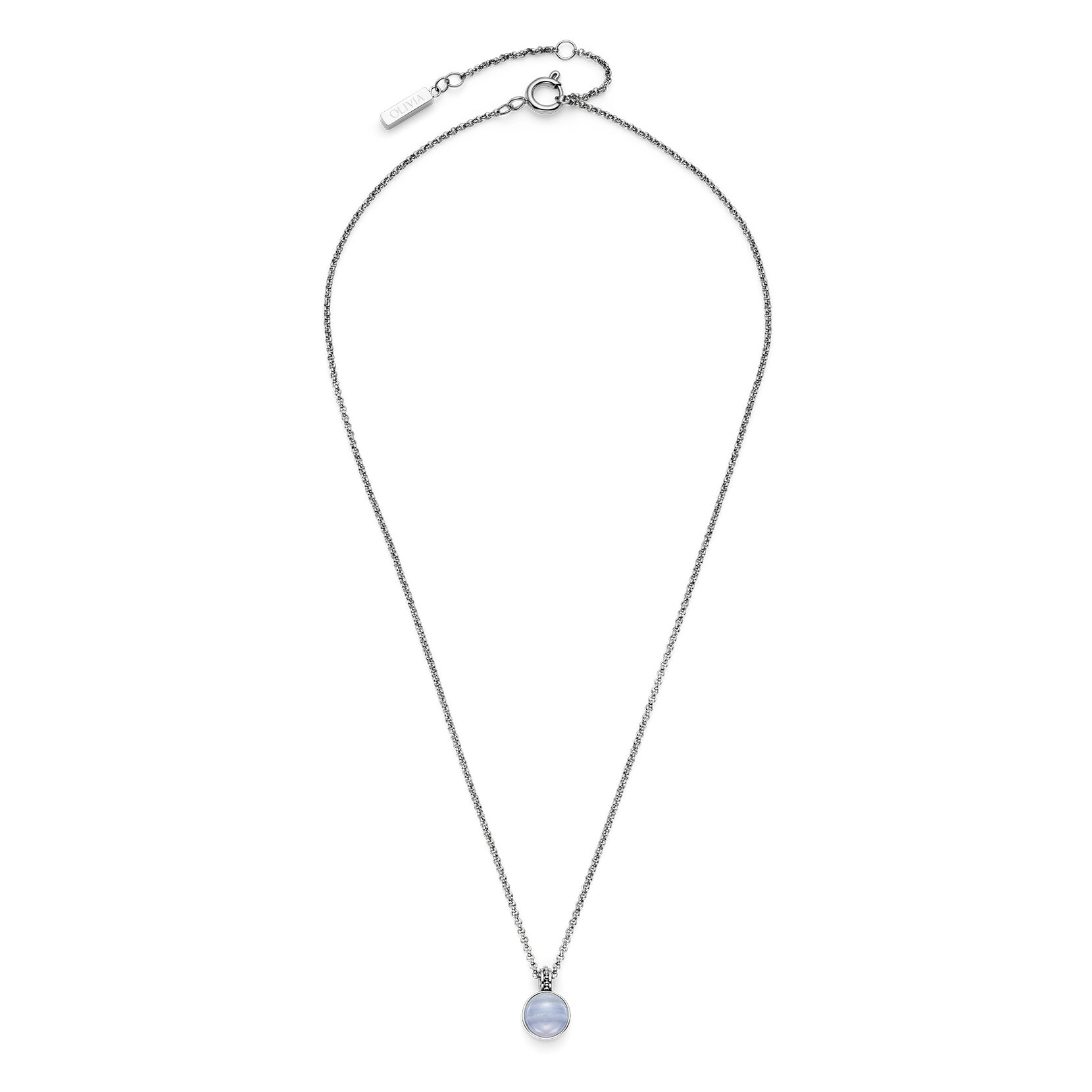 Purple Agate Cabochon Silver Tone Gemstone Necklace