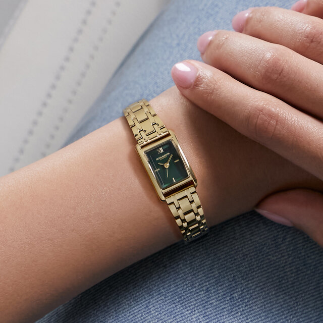 Montre Mini Grove Vert For&ecirc;t & Bracelet Or 16mm