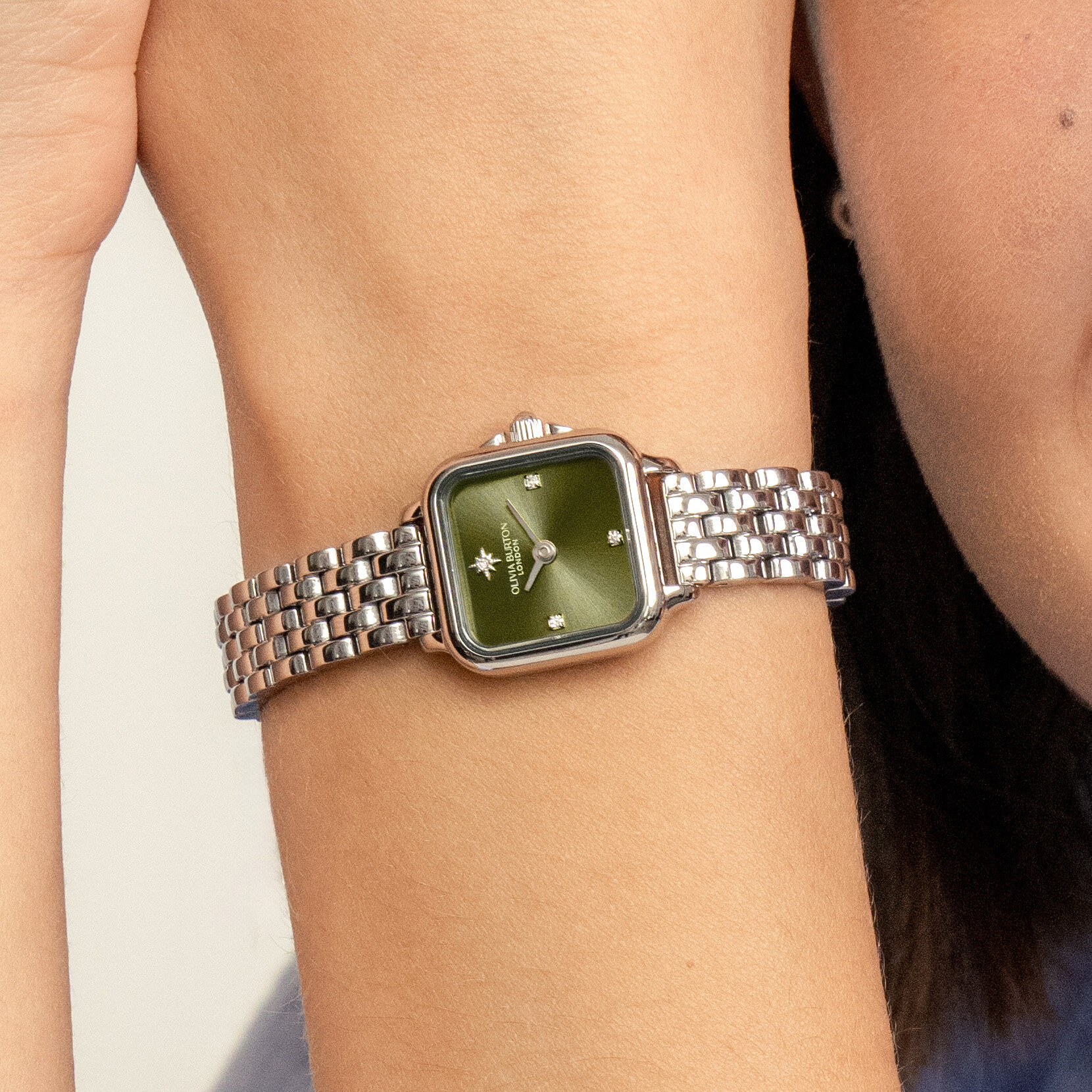20mm Mini Grosvenor Sage Green & Silver Bracelet Watch