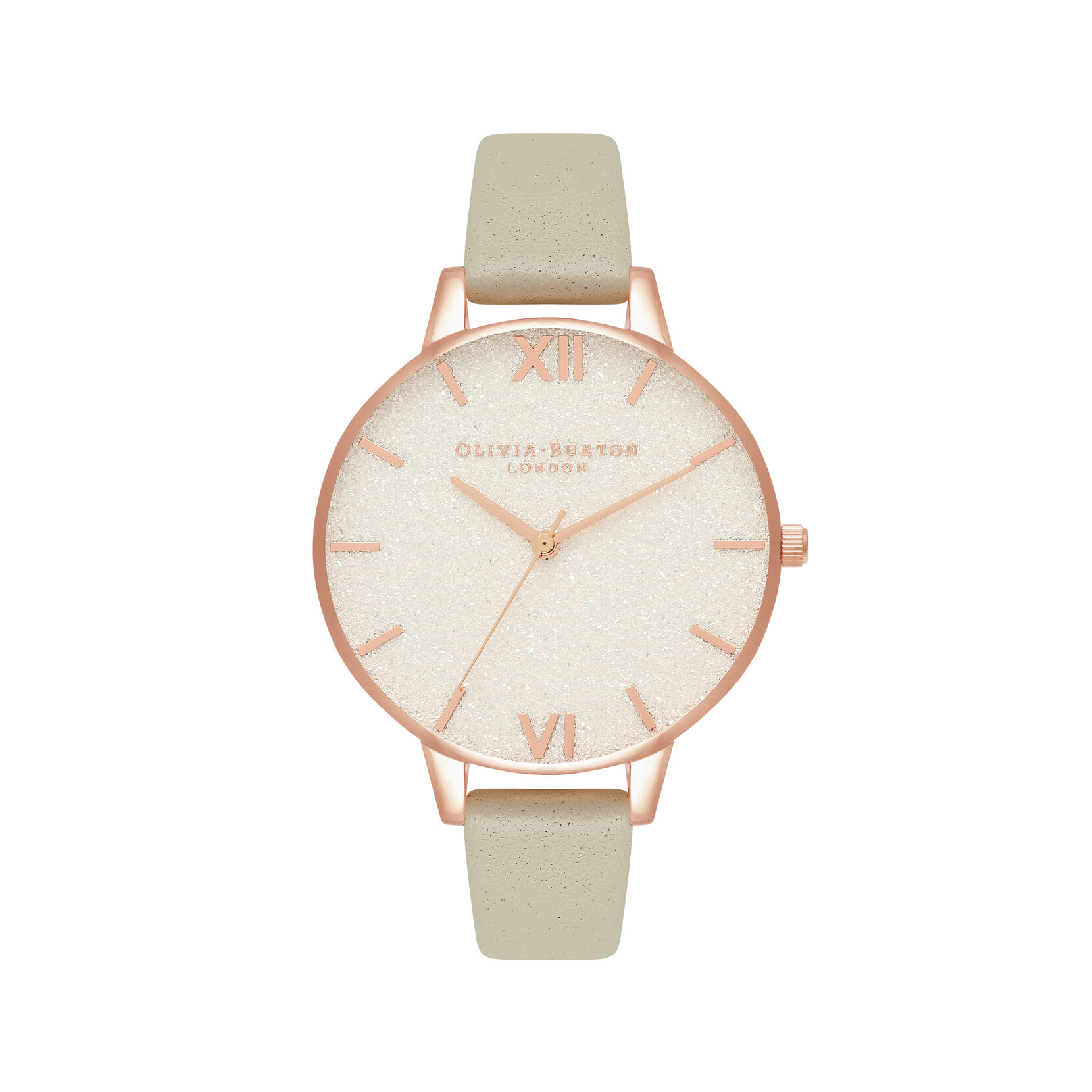 38mm Rose Gold & Gray Leather Strap Watch