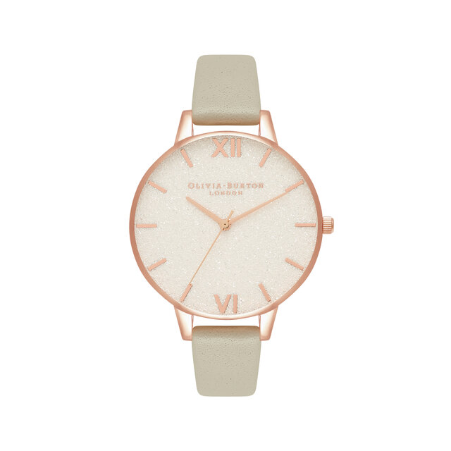 38mm Rose Gold & Gray Leather Strap Watch