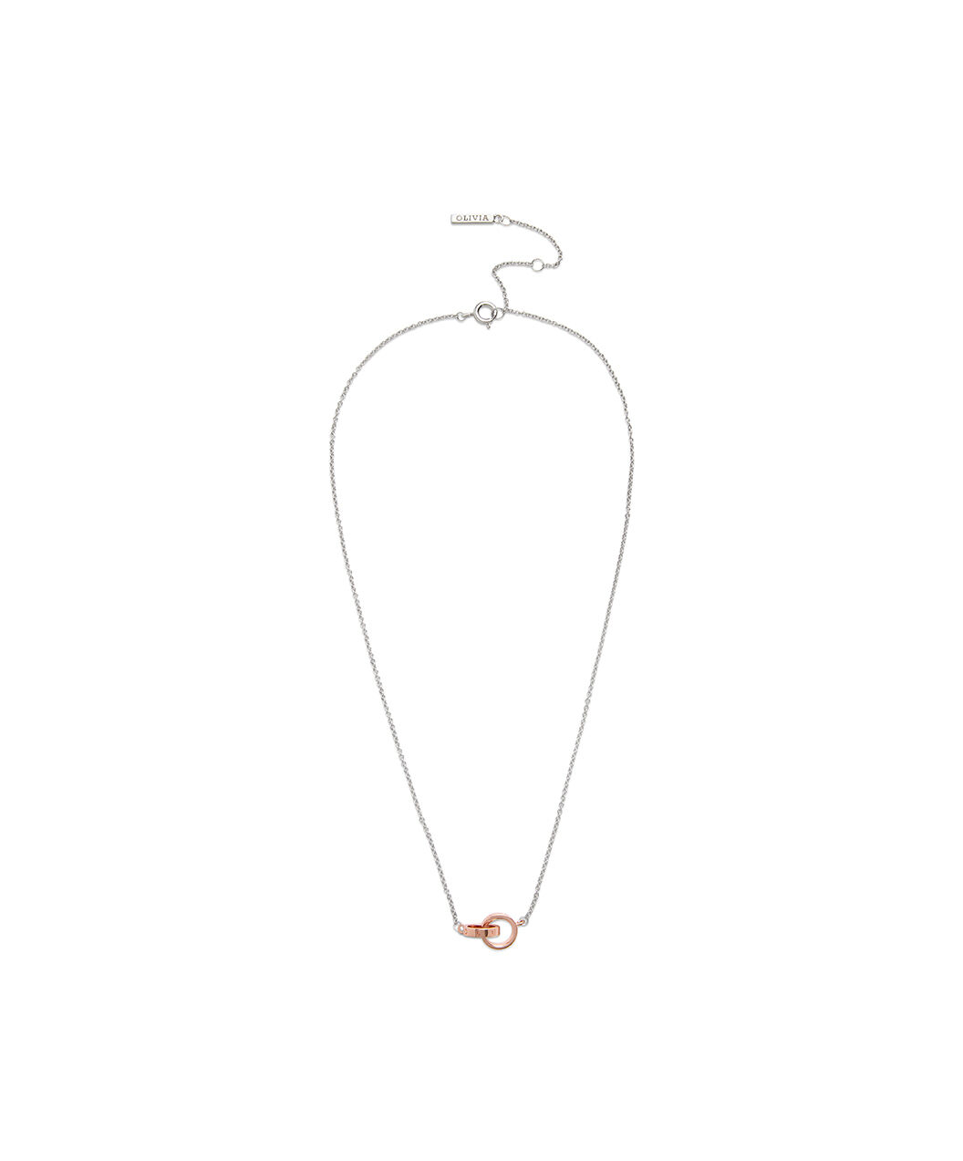 Ladies Interlink Necklace Silver \u0026 Rose 