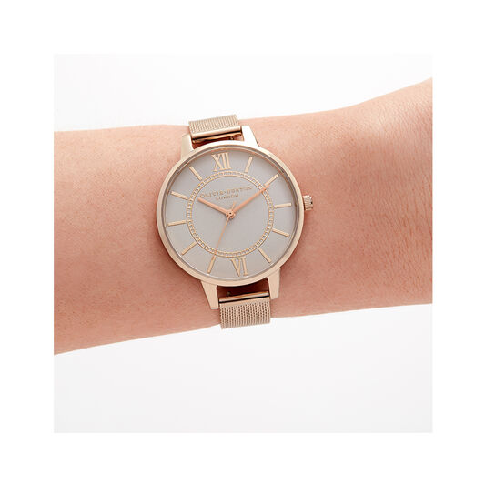 Wonderland Blush and Rose Gold Mesh Watch