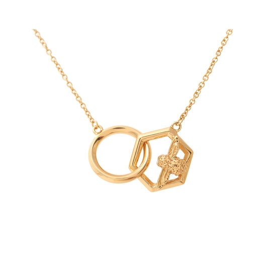 Honeycomb Bee Gold Necklace