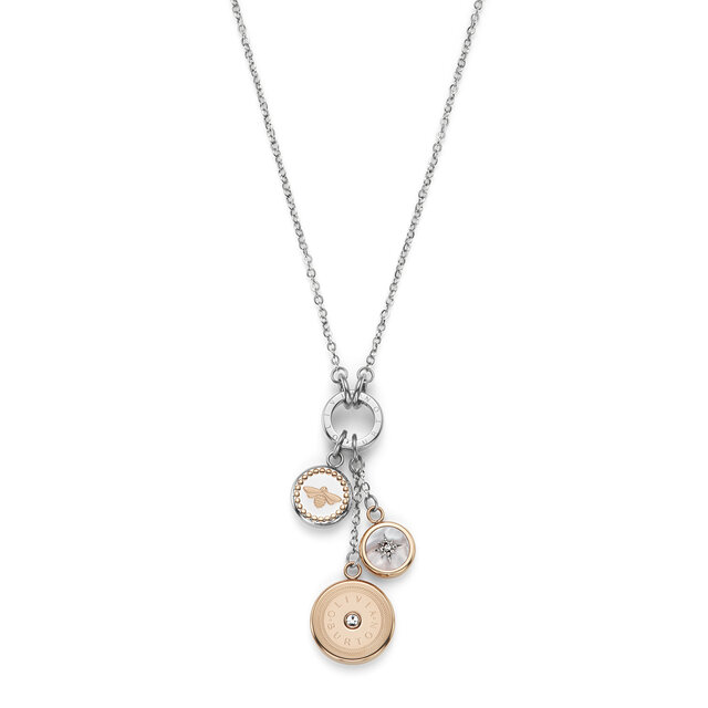 Collier Charms Abeille & Étoile Polaire Plaqué Or Rose