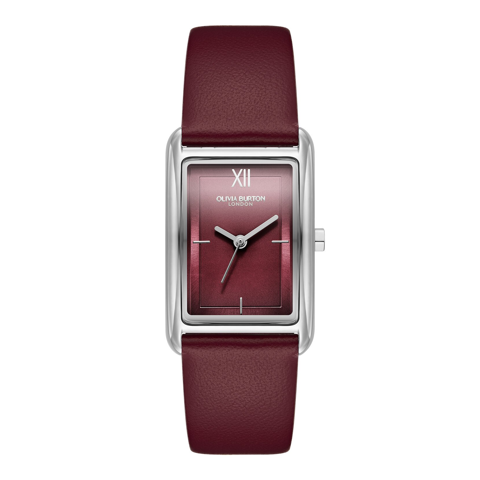 Bracelet de Montre en Cuire Grove 23mm Argent & Canneberge