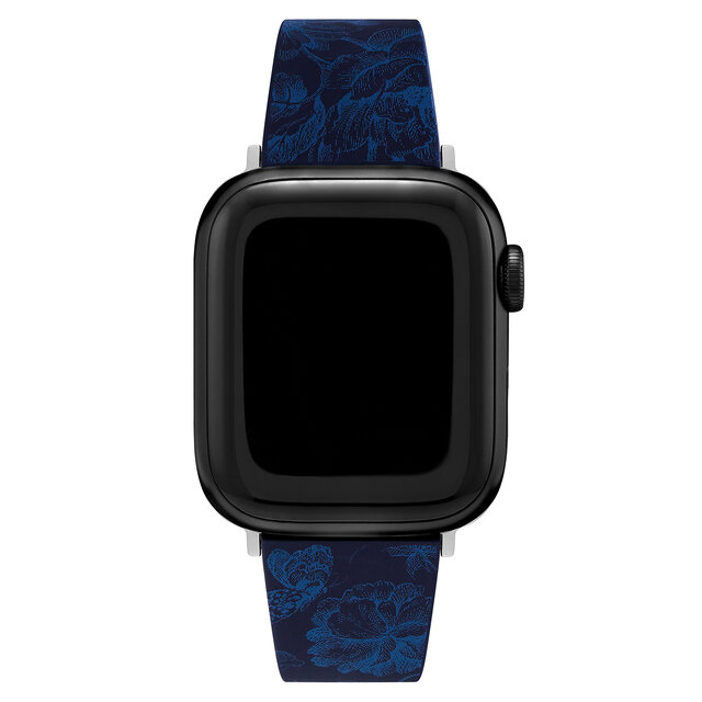 Sapphire Blue with Marine Blue Floral Print Silicone Strap