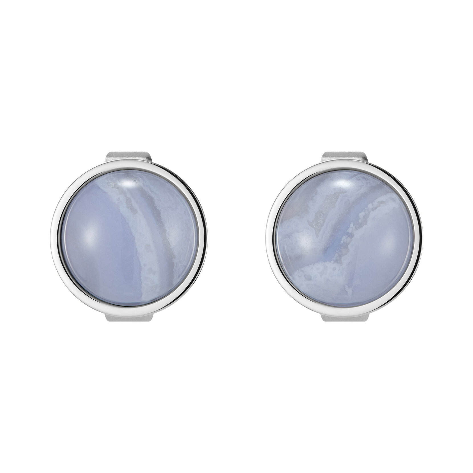 Purple Agate Cabochon Silver Tone Gemstone Stud Earrings