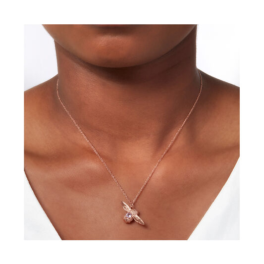 Bejewelled Bee Rose Gold & Amethyst Necklace