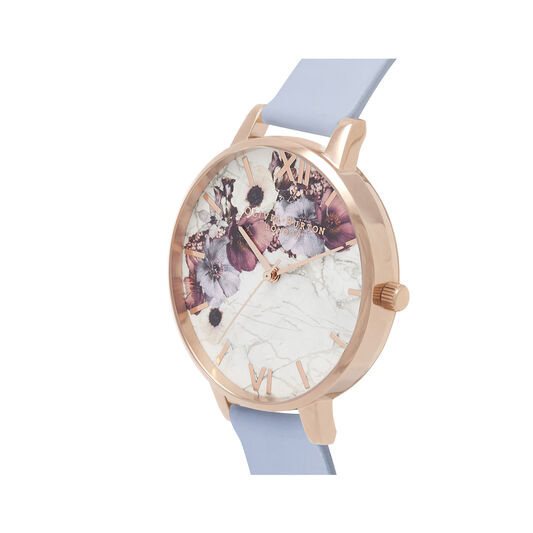 Marble Floral Chalk Blue & Rose Gold