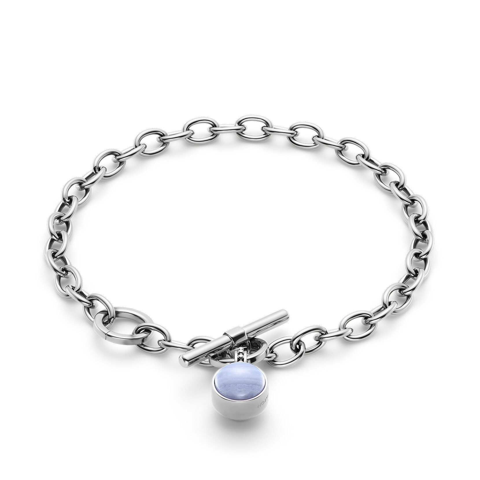 Bracelet Fermoire Bascule Pierre Précieuse Agate Violet Cabochon Argent