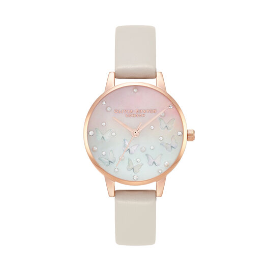 Sparkle Butterfly, Midi Blush Dial with Blue Mother of Pearl, Rose Gold Mesh Watch