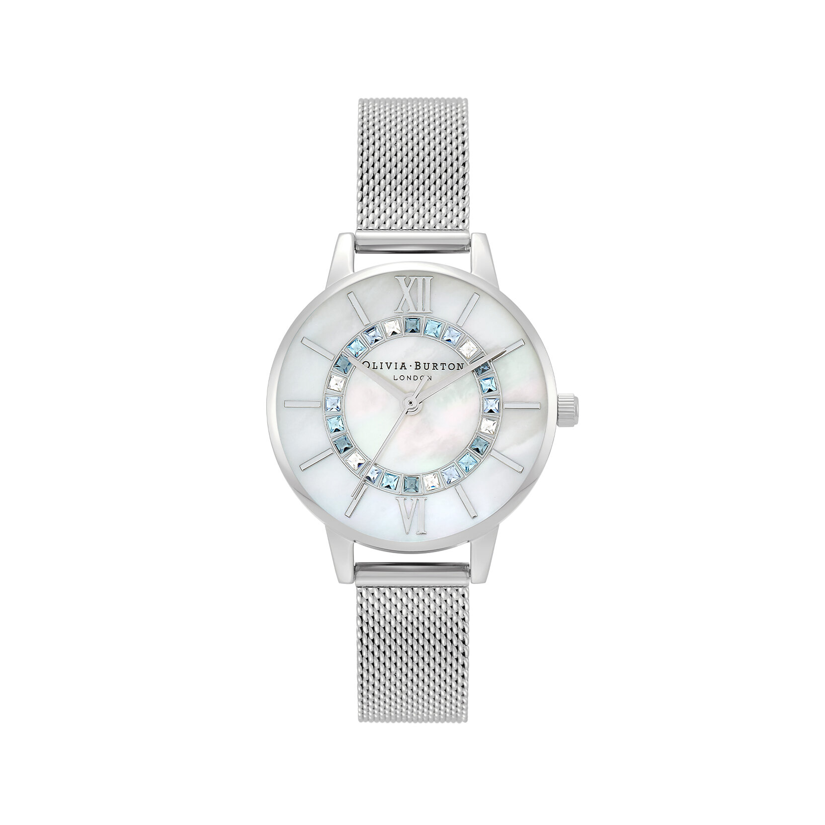 Coffret-cadeau avec montre Wonderland Blue Crystal et bracelet Interlink argent