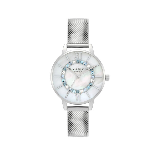 30mm Silver Mesh Watch & Interlink Bracelet Gift Set