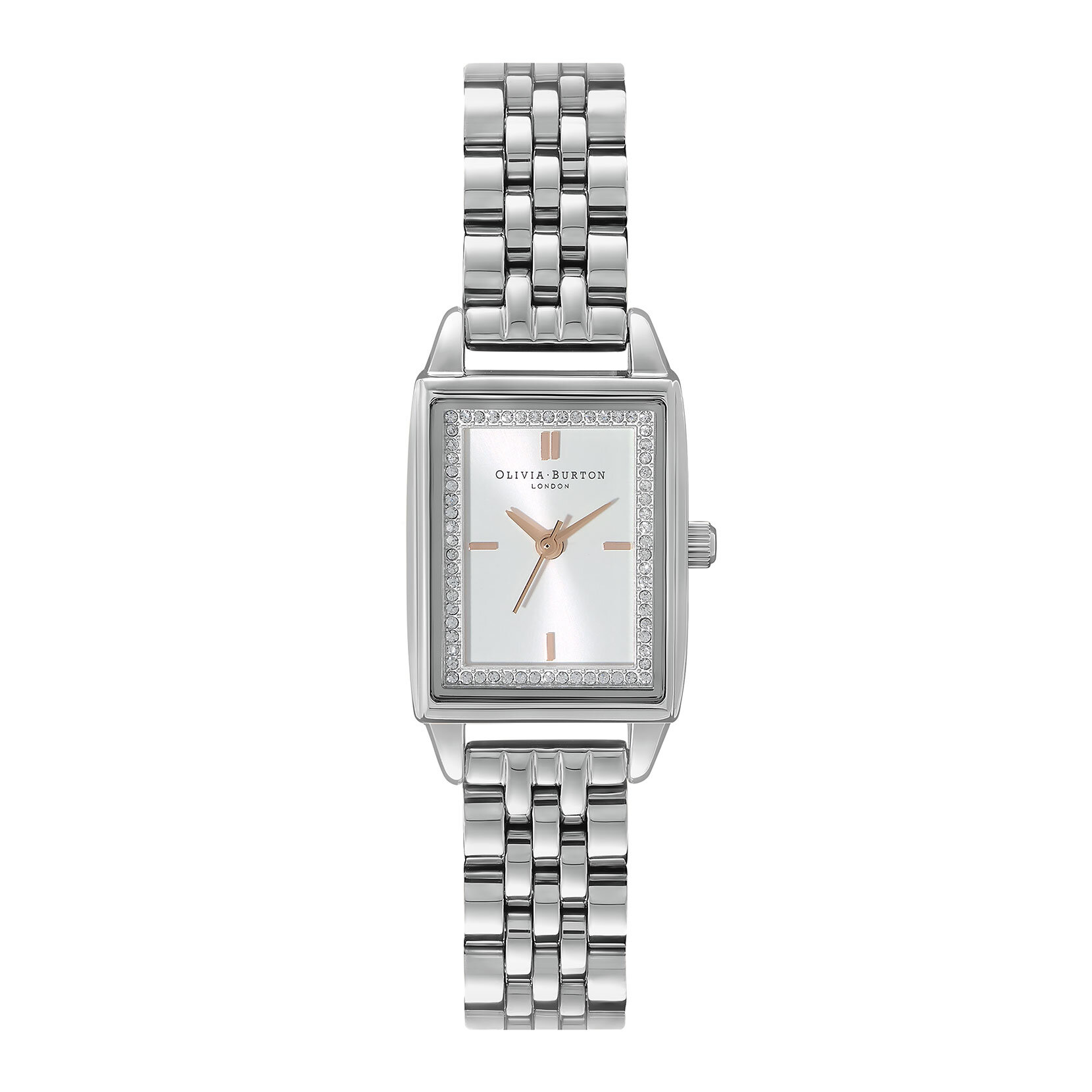 21mm Rectangle White & Silver Bracelet Watch