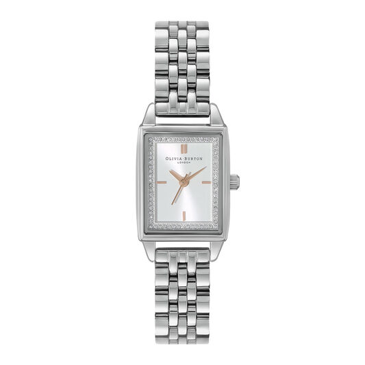Townhouse 21mm Rectangle White & Silver Bracelet Watch