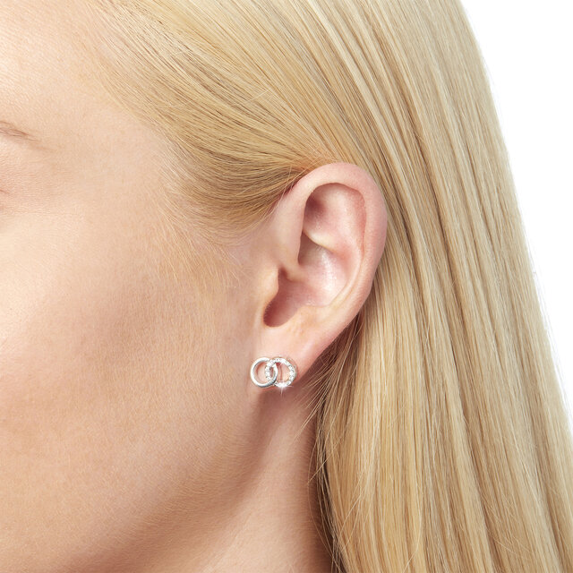 Silver Interlink Stud Earrings