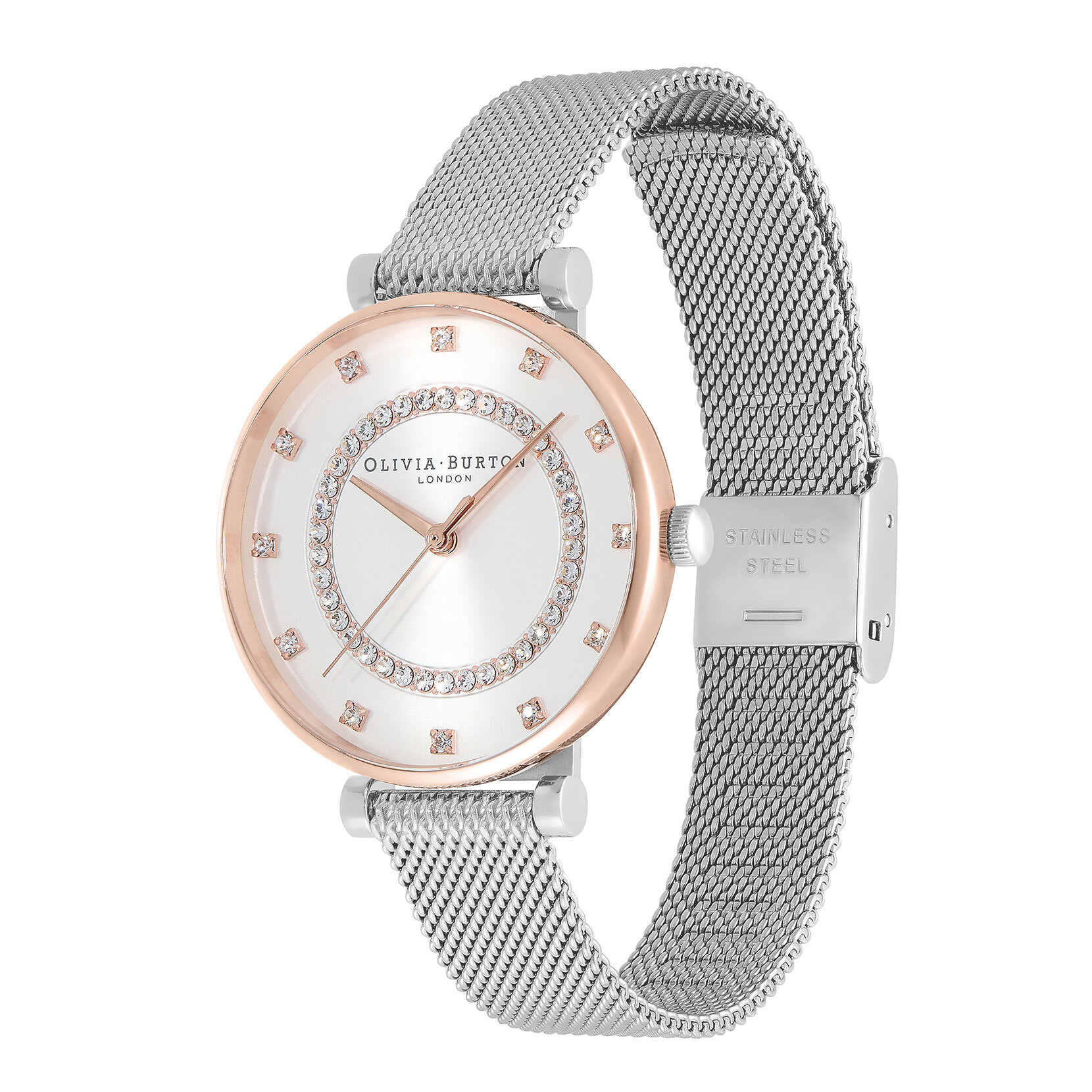 Montre Belgrave Tbar blanc à bracelet milanais bicolore 32 mm