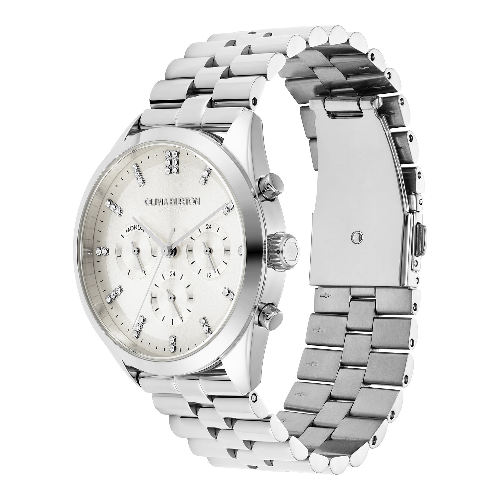 38mm City Classic Multifunction Silver Bracelet Watch