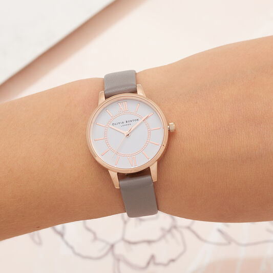 Wonderland Grey & Rose Gold Watch