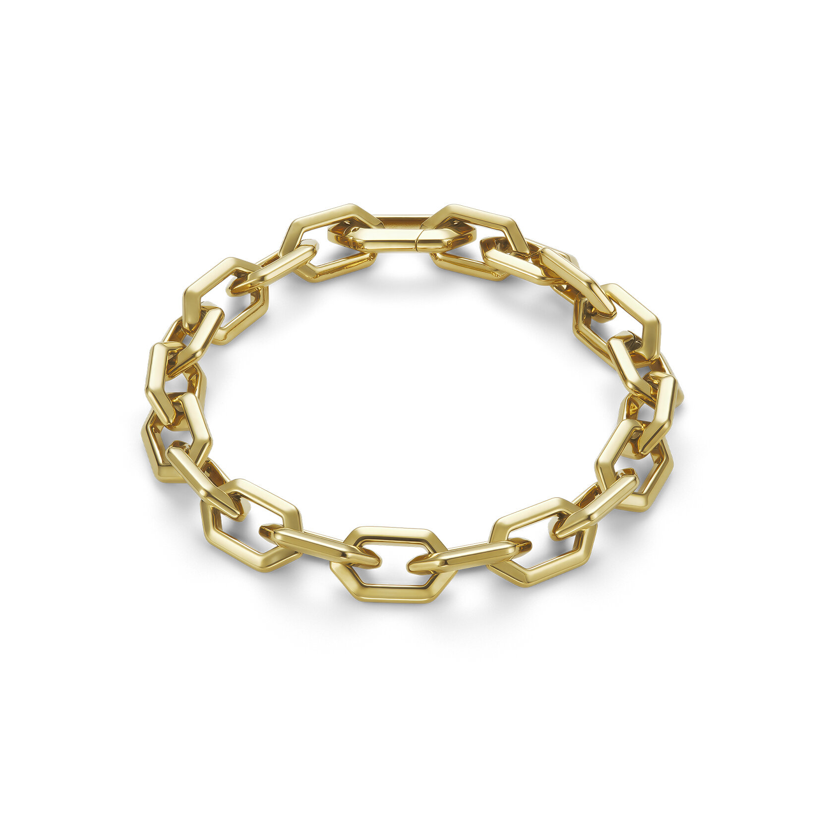 Honeycomb Geo Gold Plated Chain Link Bracelet