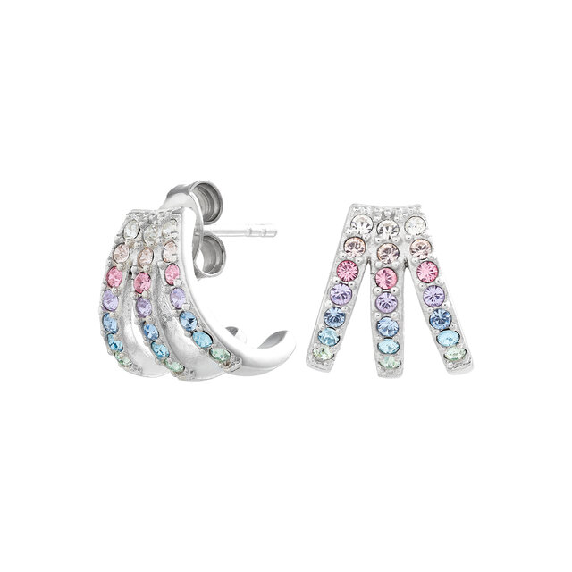 Silver Rainbow Claw Earrings
