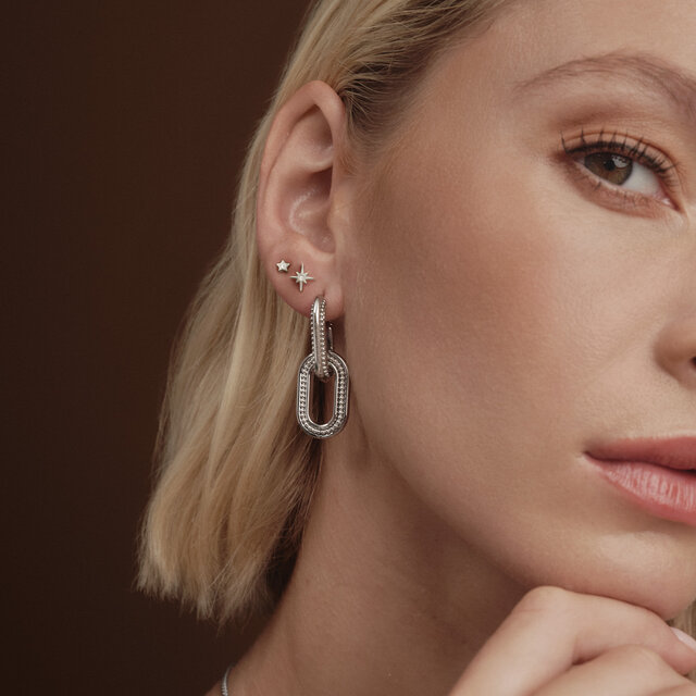 Boucles d’Oreilles Camber Caviar Interlink Argentées