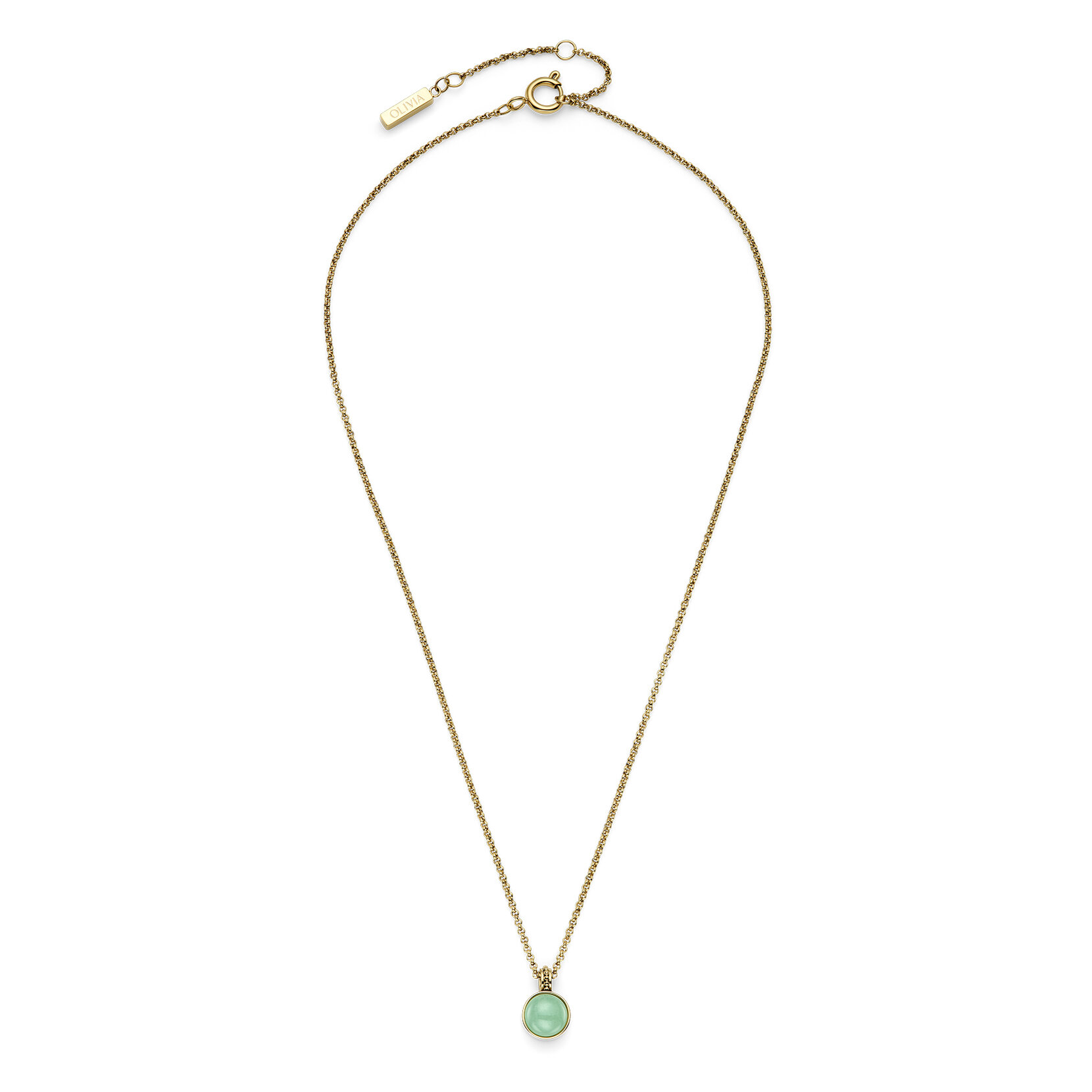 Collier Pierre Précieuse Aventurine Cabochon Plaqué Or