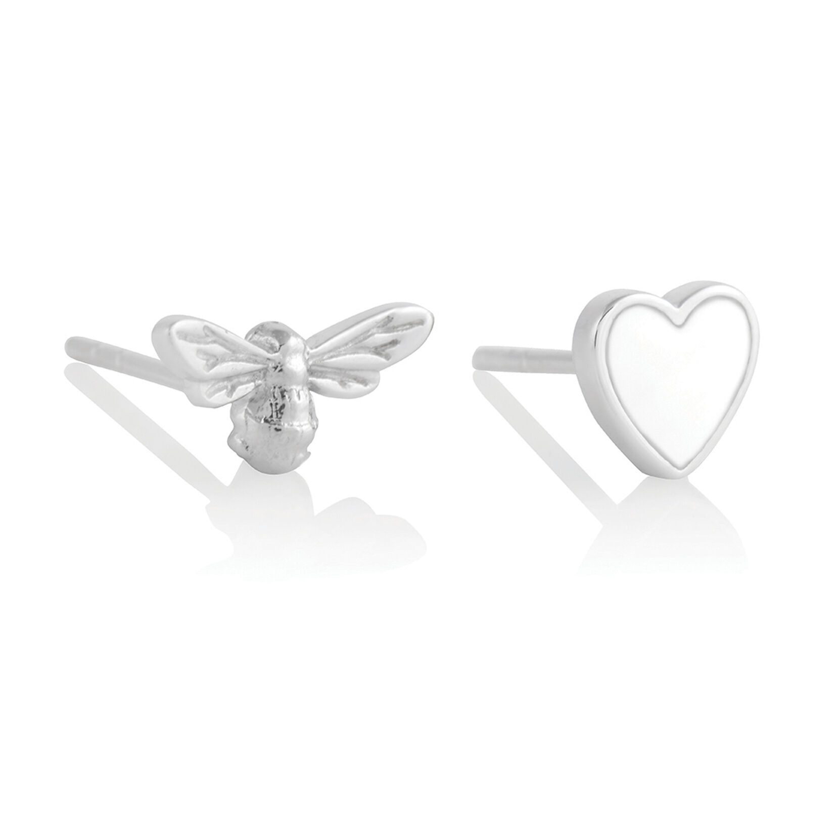Clous d’oreilles You have my Heart blanc et argent