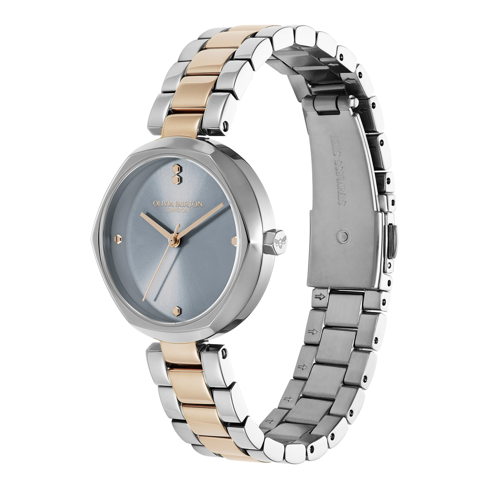 Montre Dimension avec Fermoir en T Bleu Craie & Bracelet Bicolore 32mm