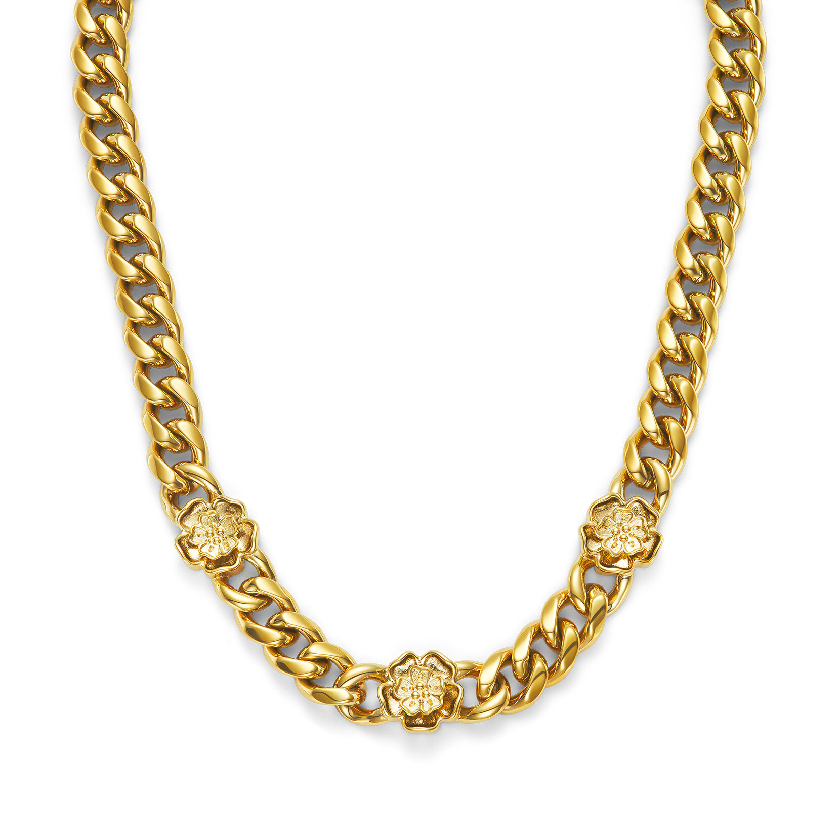 Collier Tudor avec Chaîne à Maillons Plaqué Or Rose 