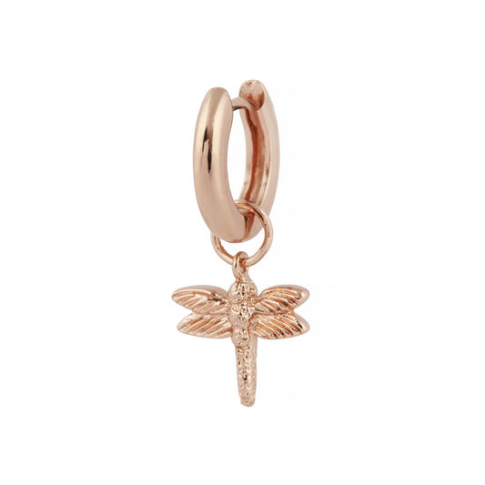 Rose Gold Dragonfly Huggie Charm
