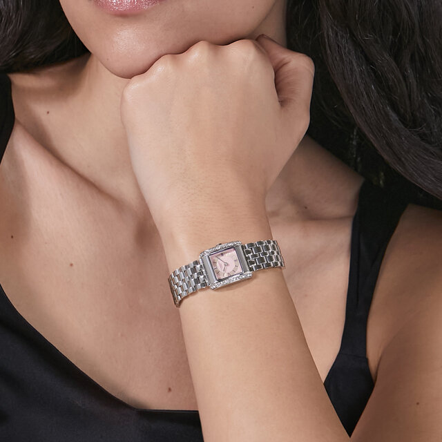 Montre Berkley Rose Poudr&eacute; & Bracelet Argent 21mm