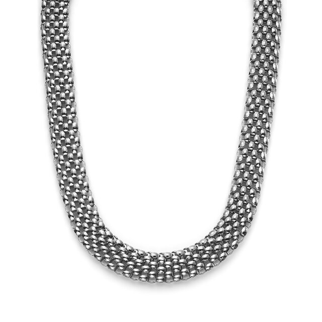 Chequerboard Link Silver Tone Necklace