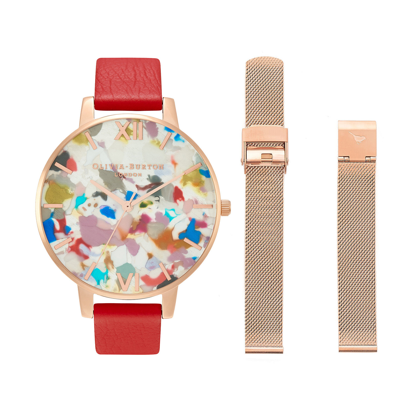 38mm Rose Gold & Red Eco Vegan Strap Gift Set