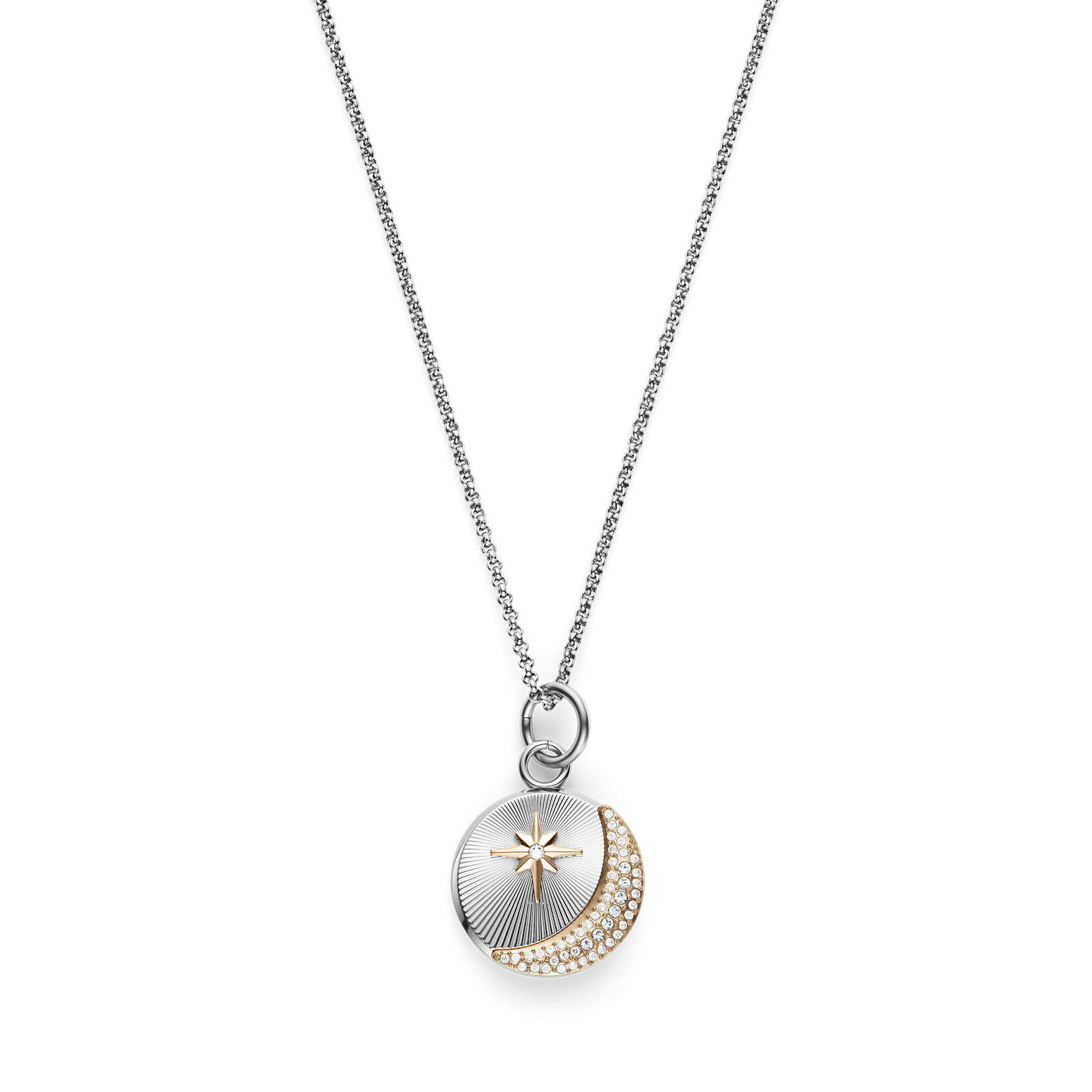 Collier Pendentif Celestial Star and Moon Argent
