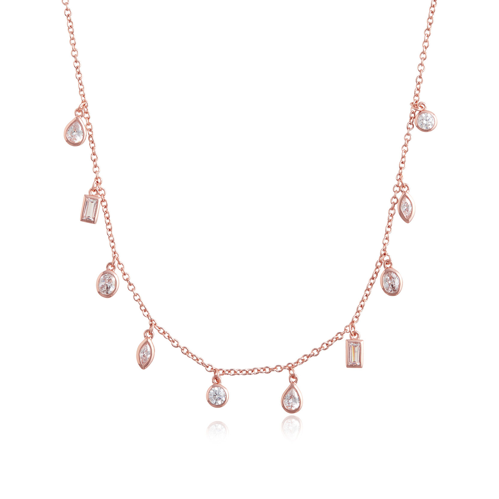 Rose Gold Crystal Charm Necklace