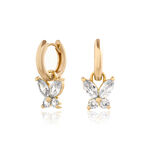 Sparkle Butterfly Marquise Butterfly Huggie Hoops Gold