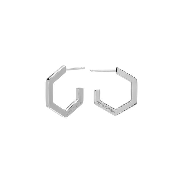 Honeycomb Silver Tone Small Hoop Earrings